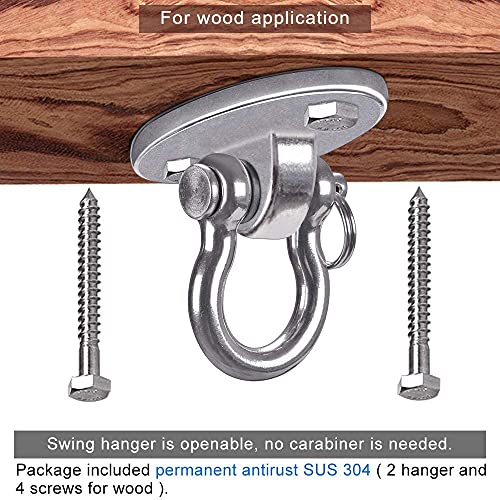 BeneLabel Heavy Duty Swing Hangers - Set of 2 Stainless Steel Hooks for Hammock, Yoga, Sandbag - 900kg Capacity - Indoor & Outdoor Use