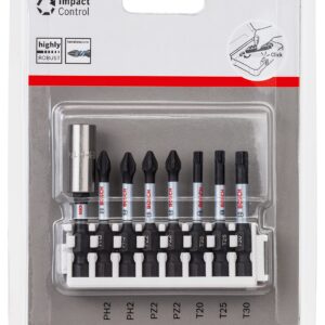 Bosch Professional 8pcs. Screwdriver Bit Set (Impact Control, T/PZ/PH Bits, Length 25 mm, Pick and Click, Accessory Impact Drill)