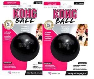 kong - extreme ball - durable rubber dog toy for power chewers, black - for medium/large dogs