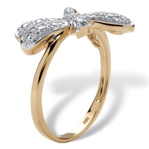 PalmBeach Yellow Gold-plated Sterling Silver Genuine Diamond Accent Dragonfly Ring Sizes 6-10 Size 9