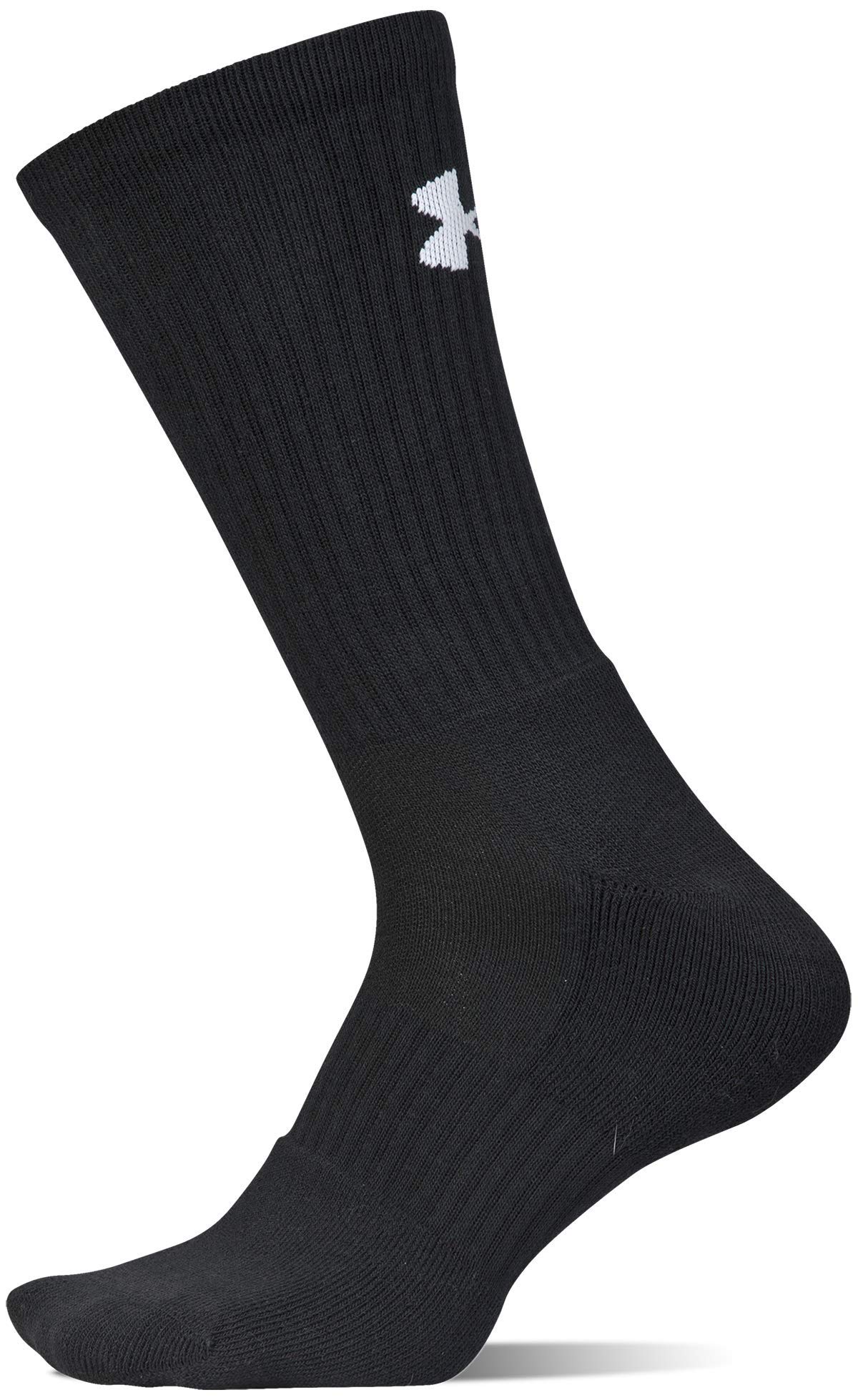 Under Armour Train Crew Socks, 2-Pair, Black, Shoe Size: Mens 4-8, Womens 6-9