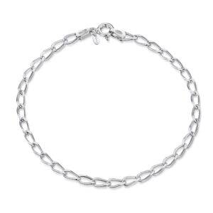 amberta women's 925 sterling silver link chain bracelet for charms (adjustable): silver