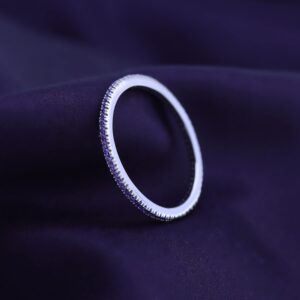 Jewel Zone US Simulated Alexandrite Eternity Stackable Wedding Ring in 925 Sterling Silver (1/5 Cttw)