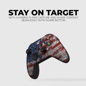 Tattered Flag Custom X-box Controller Wireless compatible with X-box One/X-box Series X/S by DreamController | Proudly Customized in USA with Permanent HYDRO-DIP Printing (NOT JUST A SKIN)