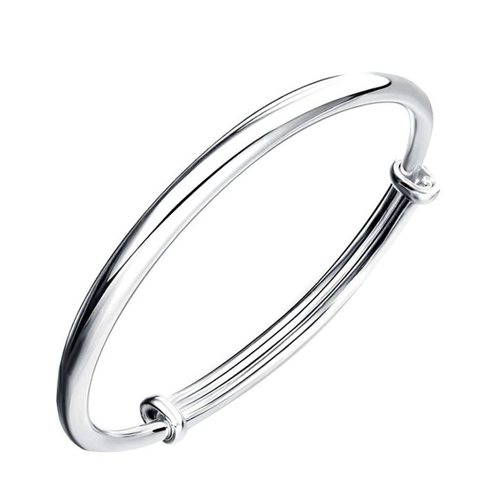 SOSUO Fashion Women Jewelry Solid 925 Sterling Bangle Bracelet Gift, Silver, (9inch)