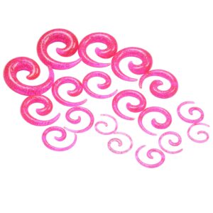 Oyaface 54PC Gauges Kit Ear Stretching 14G-00G Acrylic Spiral Tapers Plugs Body Piercing Set Pink