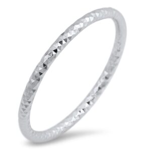 thin diamond-cut stackable wedding ring new .925 sterling silver band size 9