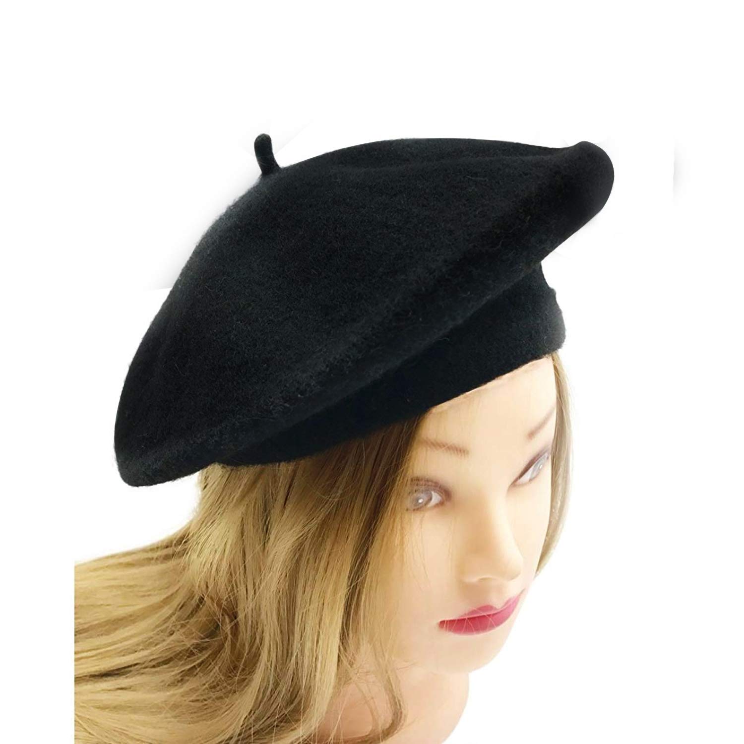 MAYMII Wool Black Beret Hat - French Beret -Solid Color Beret Cap for Women Girls