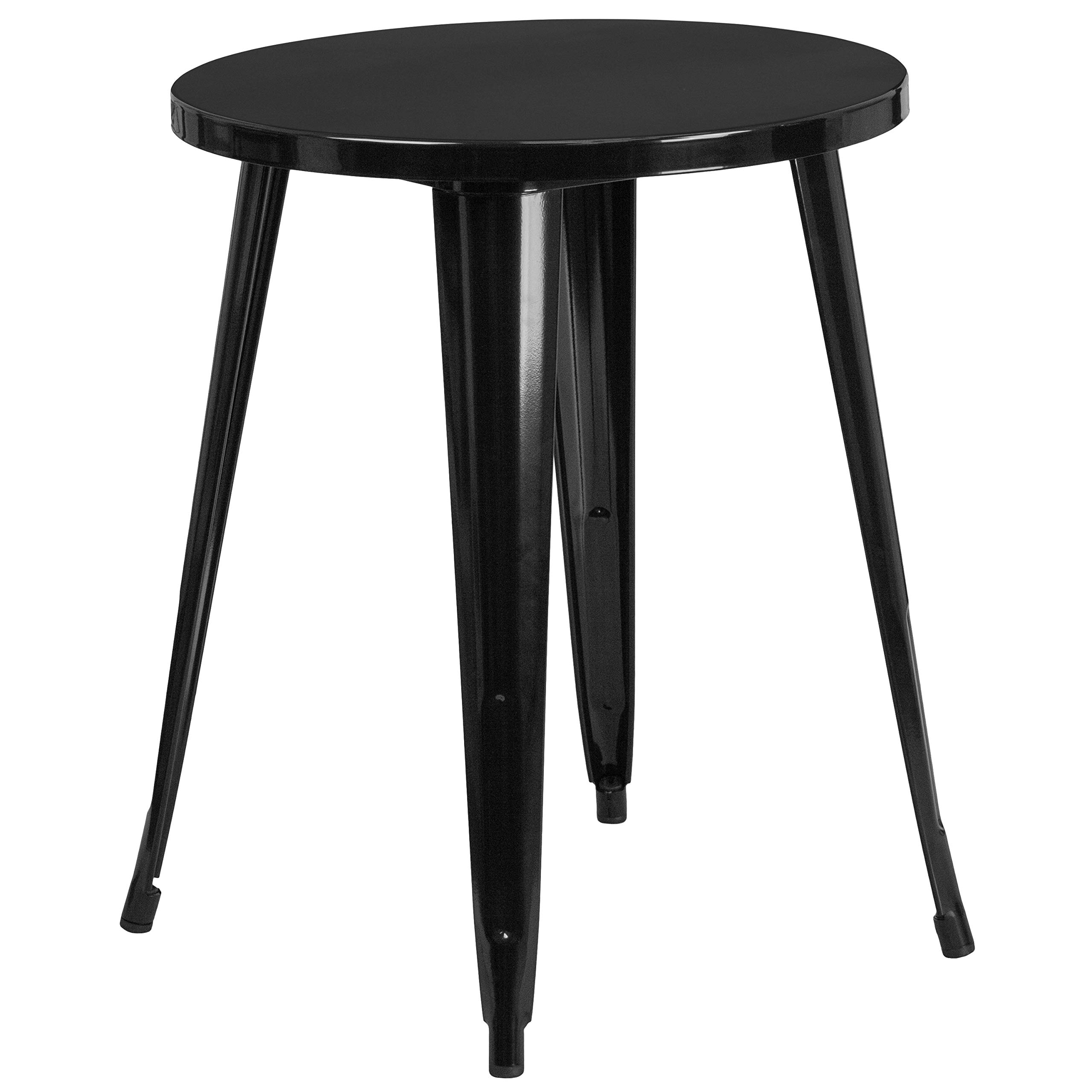 Flash Furniture Commercial Grade 24" Round Black Metal Indoor-Outdoor Table Set with 2 Cafe Chairs