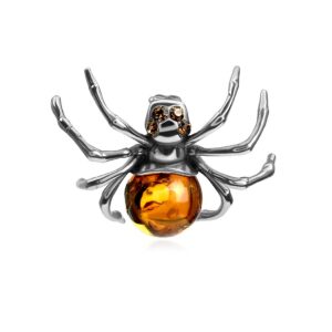 ian and valeri co. amber sterling silver spider pendant