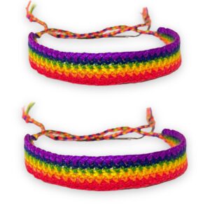 lavip leather handmade men's women's rainbow cord bracelet plaided hippie cotton braided gay pride wristband