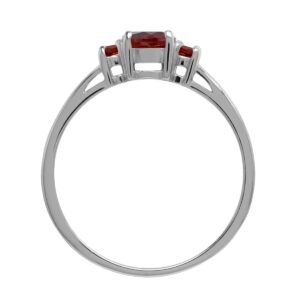 Silvershake Petite Natural Garnet White Gold Plated 925 Sterling Silver Promise Ring Size 8.5