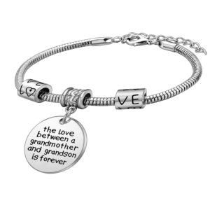 Love between a Grandmother and Grandson is Forever Charm Bracelet Family Jewelry Grandma Christmas Gift