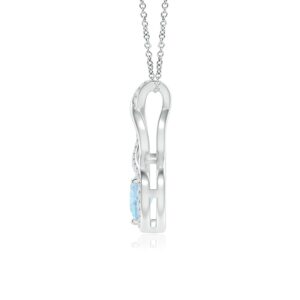 Angara Women Sterling Silver Natural Aquamarine Heart Pendant Necklace