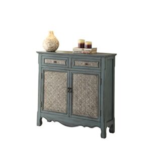 Acme Winchell 2 Drawers Wooden Console Table with 2 Doors in Antique Blue