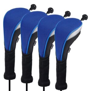 Andux 4pcs/Pack Long Neck Golf Hybrid Club Head Covers Dial No. Tag CTMT-02 Blue