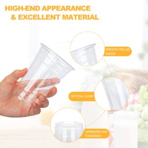 TashiBox [16oz - 150 Cups Clear Plastic Cups, Non reusable plastic cups for tea,smoothies Sodas and Mixed Drinks