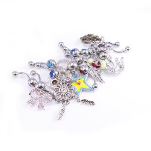 BodyJewelryOnline Assorted Belly Ring 14ga Dangle Combo 10 Pieces