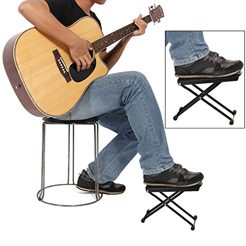 Guitar Foot Rest, Height Adjustable Guitar Footstools/Folding Footstool,Pedal (Black)