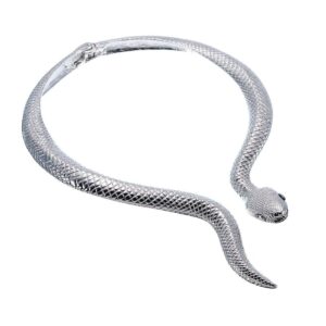 Jerollin Vintage Exaggerated Alloy Choker Silver Snake Adjustable Collar Collar Necklace