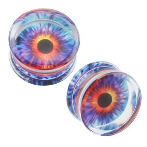 zs acrylic transparent purple eyeball fashion ear plugs tunnel expander gauges piercing (gauge=00g(10mm))