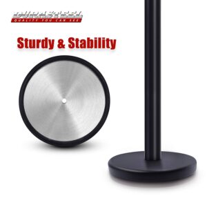 DuraSteel Heavy Duty Crowd Control Stanchion - Premium Steel Black Stanchions - 6.5 Feet Black Retractable Belt - Safety Barrier Stands & Line Dividers - Set of 2