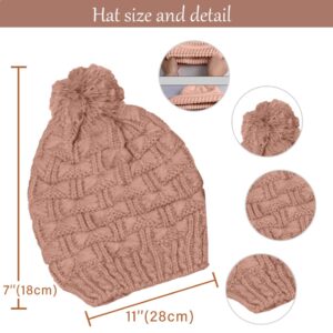 HANERDUN Women Girls Fashion Winter Warm Knitted Hat Beanie Hat Scarf Set