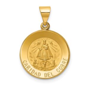 jewels by lux 14k yellow gold polished and satin caridad del cobre medal pendant