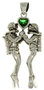 jewelry trends scuba divers green heart sterling silver pendant