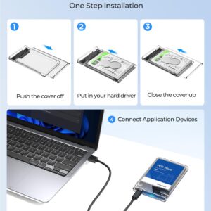 ORICO 2.5 inch Hard Drive Enclosure SATA to USB C 3.1 6Gbps External Hard Drive Case for 7/9.5mm HDD/SSD Support UASP Up to 6TB -2139C3-CR