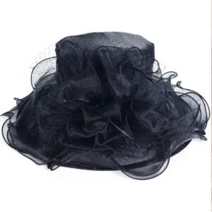 JESSE · RENA Women's Church Derby Dress Fascinator Bridal Cap British Tea Party Wedding Hat (Black)