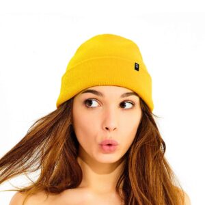 DALIX Cuff Beanie Cap 12" in Yellow