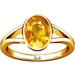 ramneek jewels divya shakti 6.25-6.50 carat yellow sapphire ring (pukhraj stone panchadhatu ring) 100% original aaa quality gemstone (10.25)