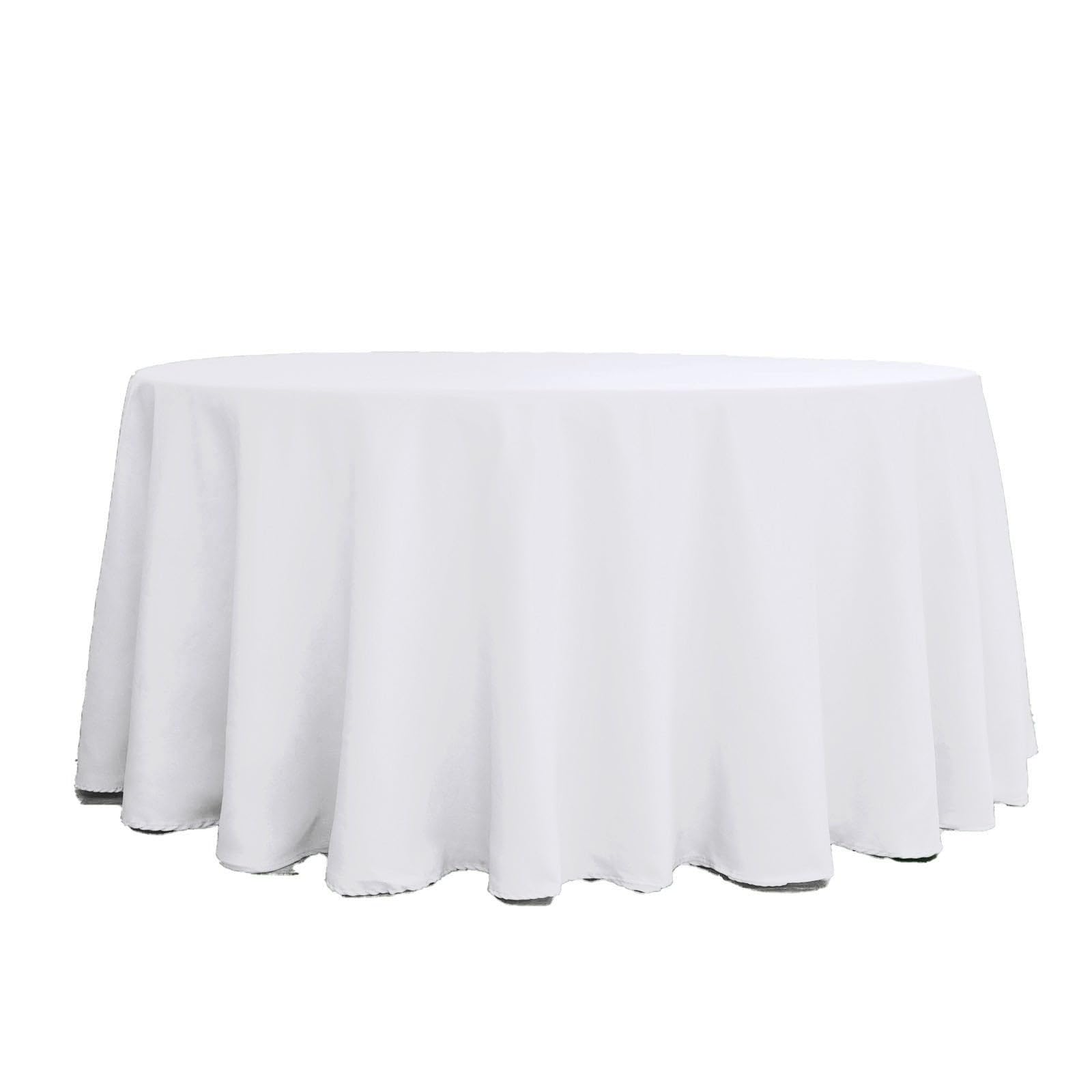 Efavormart 120" Wholesale Round Tablecloth Polyester Round Table Linens for Wedding Party Banquet Restaurant - WHITE