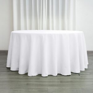 Efavormart 120" Wholesale Round Tablecloth Polyester Round Table Linens for Wedding Party Banquet Restaurant - WHITE