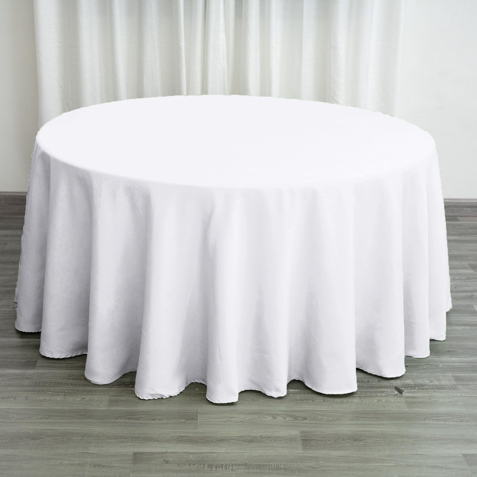 Efavormart 120" Wholesale Round Tablecloth Polyester Round Table Linens for Wedding Party Banquet Restaurant - WHITE