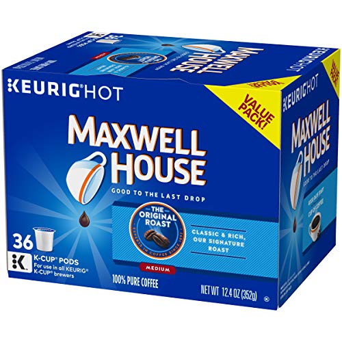 Maxwell House Original Medium Roast Keurig K Cup Coffee Pods (Pack of 4, Each 36 Count)