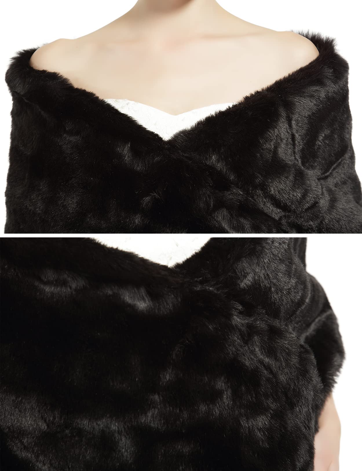 BEAUTELICATE Women's Faux Fur Shawl Stoles Wrap for Bridal/Wedding/Party