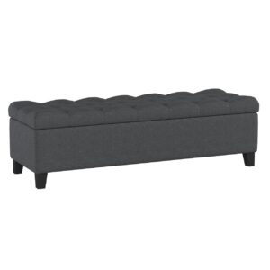 christopher knight home ottilie fabric storage ottoman, dark grey dimensions: 17.50”d x 51.00”w x 17.00”h