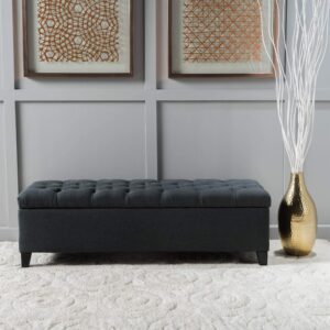 Christopher Knight Home Ottilie Fabric Storage Ottoman, Dark Grey Dimensions: 17.50”D x 51.00”W x 17.00”H