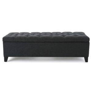 Christopher Knight Home Ottilie Fabric Storage Ottoman, Dark Grey Dimensions: 17.50”D x 51.00”W x 17.00”H