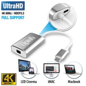 UPTab USB C to Mini DisplayPort Adapter UPTab (4K@60Hz) USB-C/Thunderbolt 3 to MDP Adapter with Power Port for New M2 MacBook Pro/Air, iPad Pro, Mac Mini M1/M2, iMac and More (Silver)