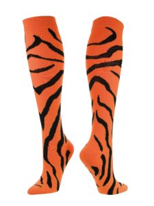 tck sports krazisox zebra stripe socks (orange/black, small)