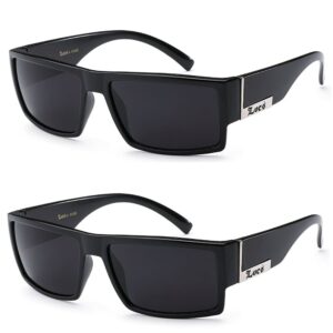 2 pack - locs sunglasses black gangster sunglasses, 5.5w x 1.75h