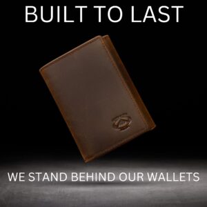 Stealth Mode Trifold Leather Wallet for Men with RFID Blocking (Brown)