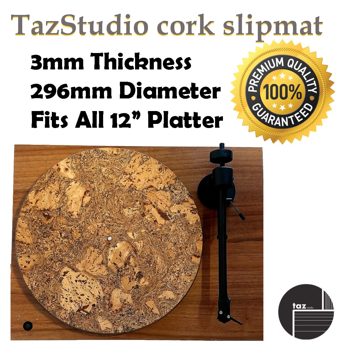 TazStudio Premium slipmat- Cork Turntable Mat for Better Sound Support on Vinyl LP Record Player- Decorative Specially Designed Cork [3mm Thick] Original Art Design-m4- special