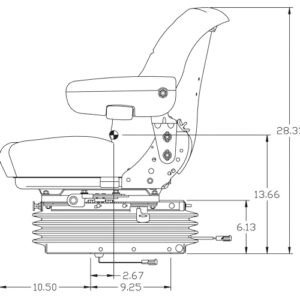 K&M Uni Pro KM 1003 Deluxe Seat and Suspension with 12 Volt Compressor - Fabric, Gray, Model Number 7915