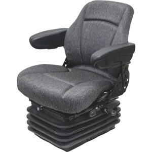 K&M Uni Pro KM 1003 Deluxe Seat and Suspension with 12 Volt Compressor - Fabric, Gray, Model Number 7915