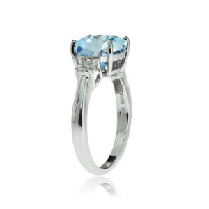 Ice Gems Sterling Silver Blue Topaz and Cushion-cut Ring, Size 6