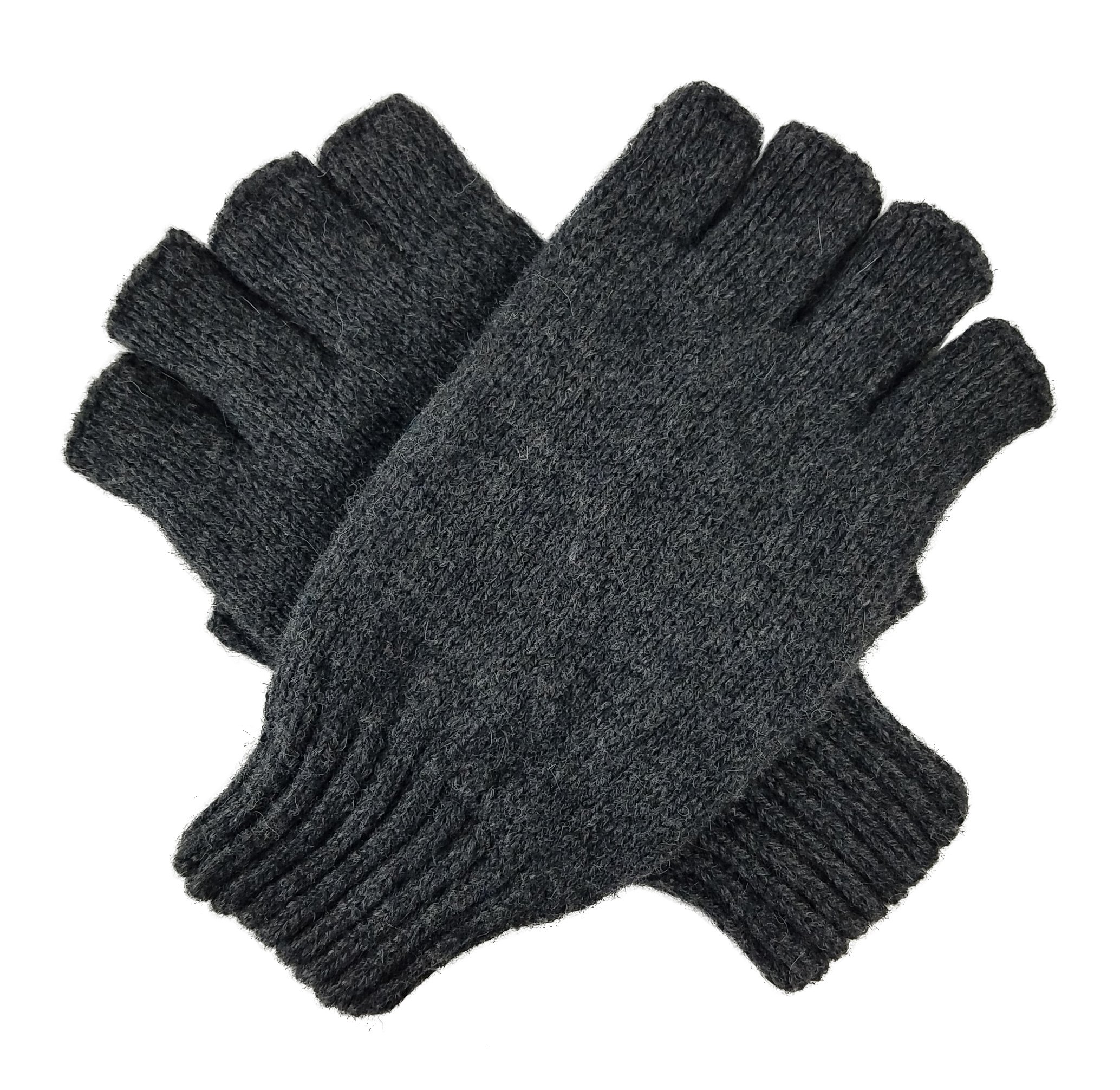 BRUCERIVER Men's Wool knitted with Thinsulate lining Fingerless Ragg Gloves Colour Anthra